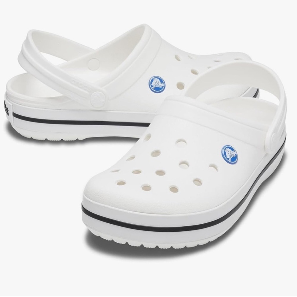 CROCS White Clogs with Black Stripe